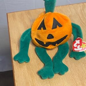 Ty Plush Pumpkin Costume with Green Accents